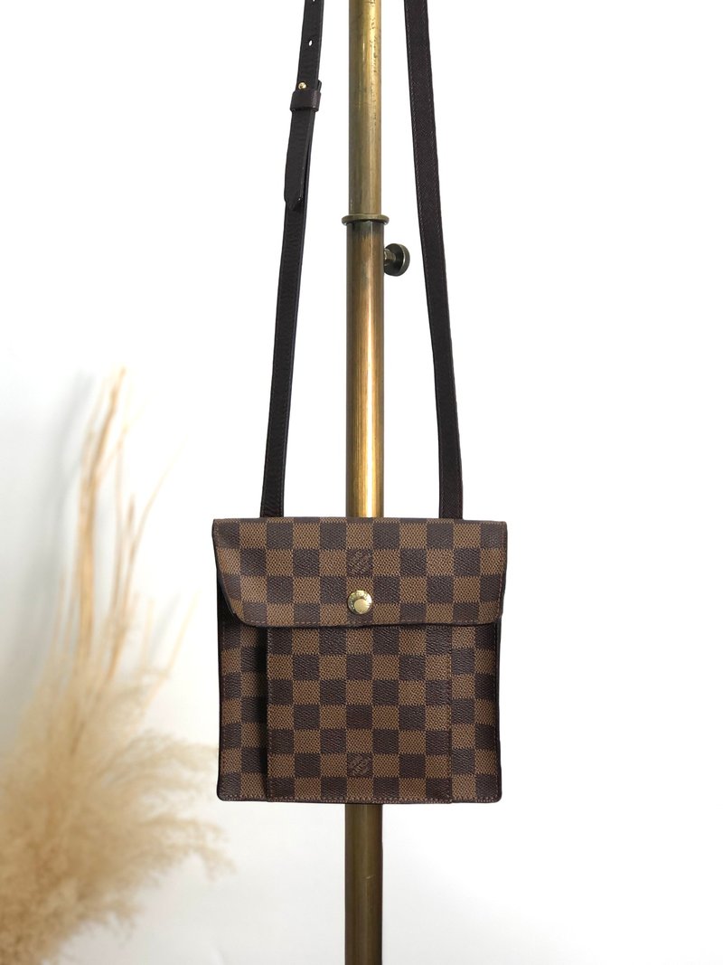 【 日本直送　名牌中古包 】LOUIS VUITTON ルイヴィトン ダミエ ショルダーバッグ ブラウン PVC レザー ミニバッグ オールド ydu2xn - 側背包/斜背包 - 防水材質 咖啡色