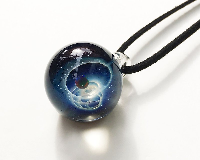 You are the only planet's world. ver Sirius Black Opal filled glass pendant Universe - Necklaces - Glass Blue