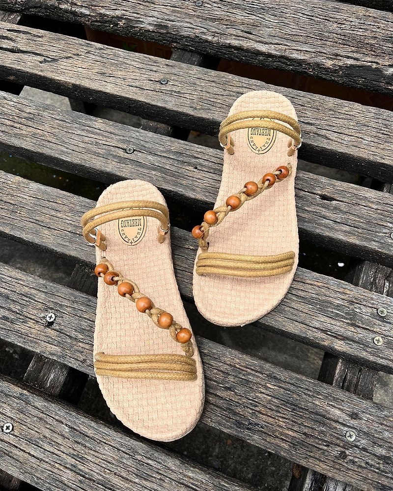 boho sandals brown macrame shoes para rubber sole summer sandal bohemian style - 涼鞋 - 乳膠 咖啡色