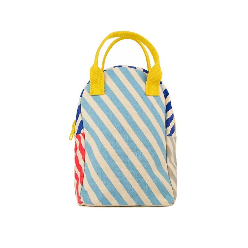 [Canadian fluf organic cotton] portable backpack-(handsome blue) - กระเป๋าเป้สะพายหลัง - ผ้าฝ้าย/ผ้าลินิน ขาว