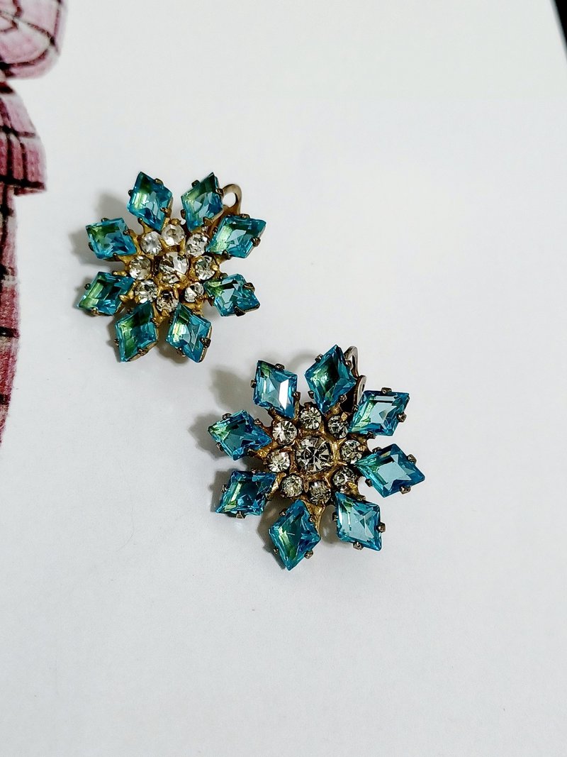 vintage jewelry  古董冰晶萊茵 夾式耳環 - 耳環/耳夾/耳骨夾 - 其他金屬 