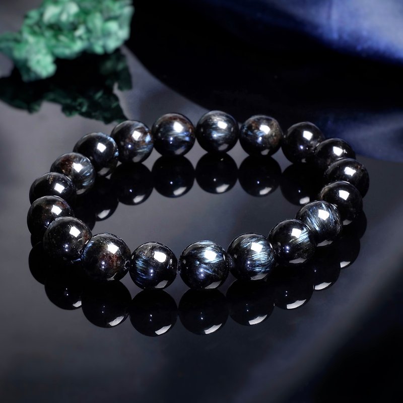 Top-quality black dragon crystal bracelet, star leaf Stone, blue amphibole, healing self-energy crystal, custom-made - สร้อยข้อมือ - คริสตัล สีดำ