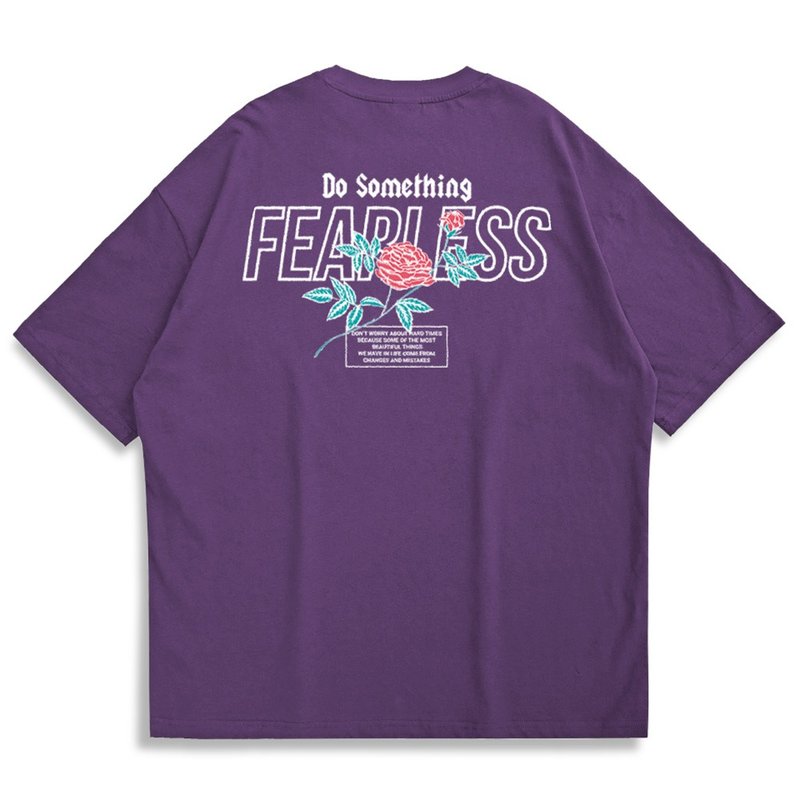 【Creeps Original】Fearless V2 Oversized Printed T-shirt - เสื้อยืดผู้ชาย - ผ้าฝ้าย/ผ้าลินิน หลากหลายสี