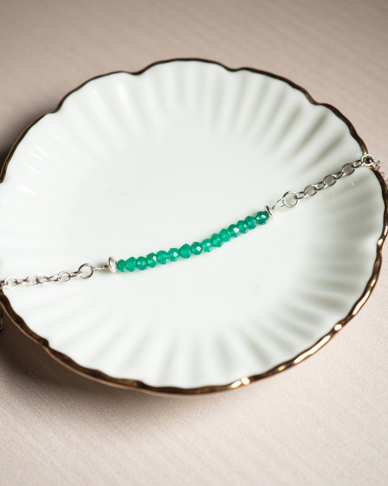 Chrysoprase Bracelet, 925 Silver, Virgo gem, Taurus birthstone, Sagittarius gift - 手鍊/手環 - 寶石 綠色