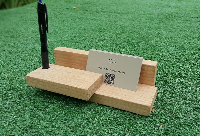 "CL Studio" [modern simple - geometric style wooden mobile phone holder / business card holder] S-1 - ที่ตั้งบัตร - ไม้ 