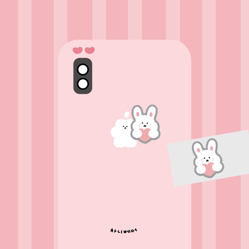 Pink Heart chabi metal sticker - 貼紙 - 其他金屬 粉紅色