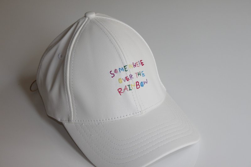rainbow cap - Hats & Caps - Genuine Leather White