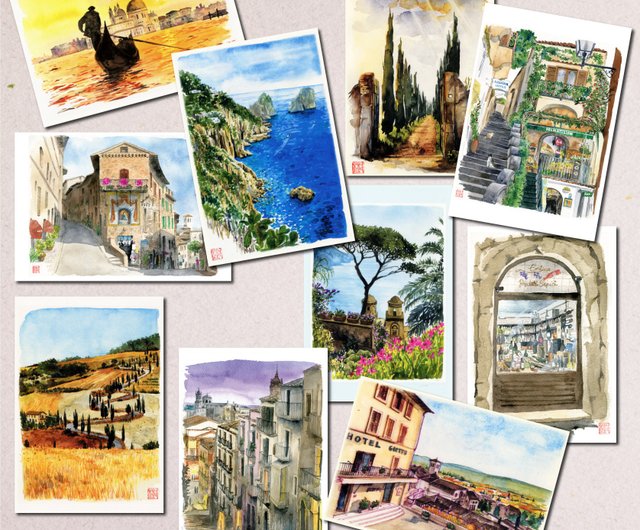 【美品】イタリア風景画（サインあり） Amazon.co.jp: サラデママ イタリア アマルフィ 海岸 風景