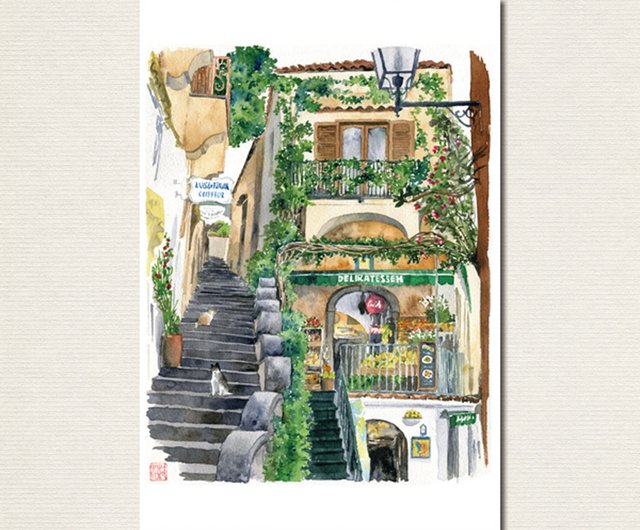 水彩画ポストカード10枚セット/イタリアの風景B - ショップ
