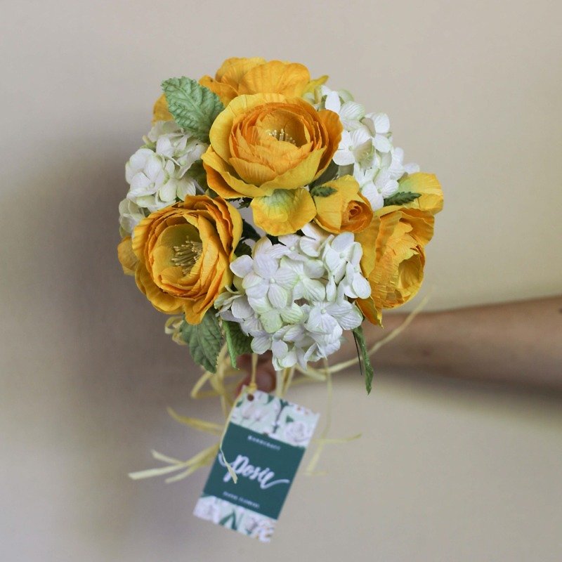 BM110 : Bridesmaid Mini Bouquet, Yellow Cream - 裝飾/擺設  - 紙 黃色