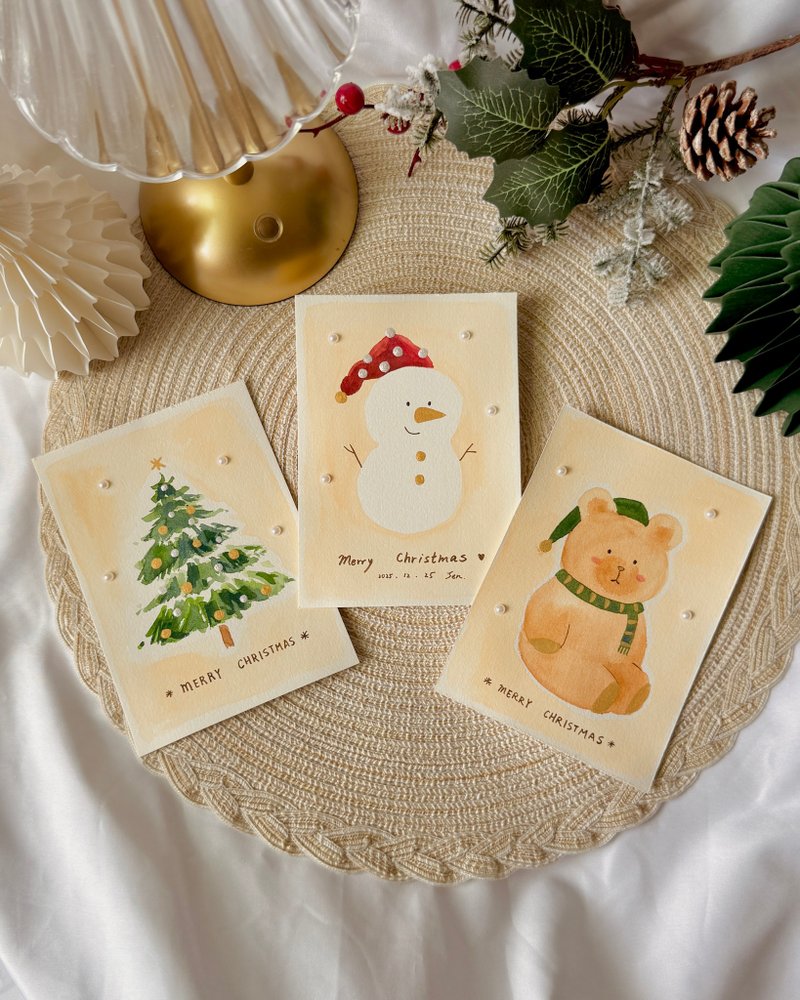 耶誕手繪雙面卡片 / 交換禮物 耶誕卡片 客製化 - 心意卡/卡片 - 紙 