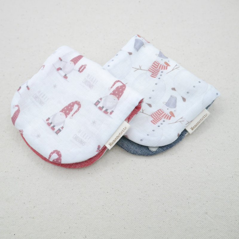 ふわもこハンカチ / 雪だるま・サンタクロース-Snowman&SantaClaus/ S・10×20cm Fuwamoko Gauzehandkerchief - 手帕 - 棉．麻 多色
