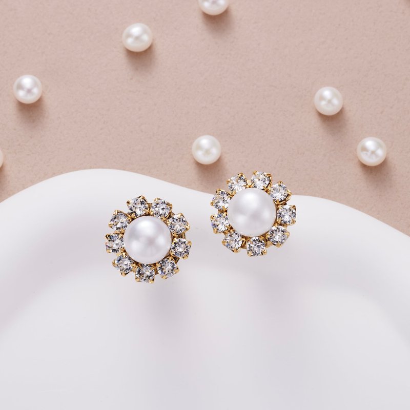 Earrings Gemm -LATUA STELLA- - 耳環/耳夾/耳骨夾 - 珍珠 金色