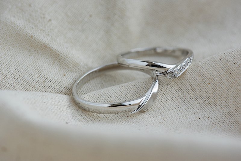 【Ribbon 】18K gold • Gold Vermeil •  COUPLE RING • WEDDING RING - Couples' Rings - Sterling Silver Silver