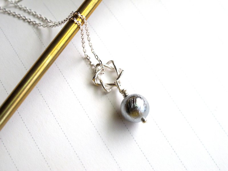 天鐵 925純銀【銀光】天鐵造型項鍊設計款 - 項鍊 - 水晶 銀色