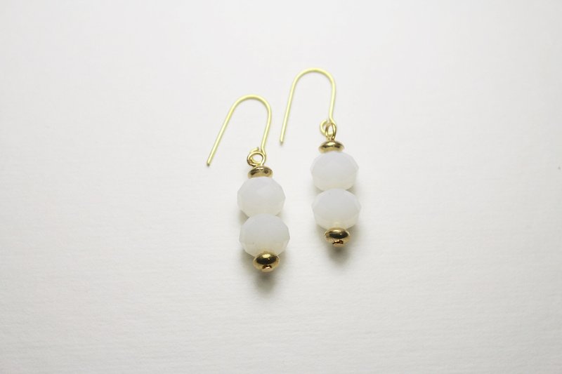 // Glass Crystal Double Beads Series Earrings Protein // Fine Offer - Earrings & Clip-ons - Glass White