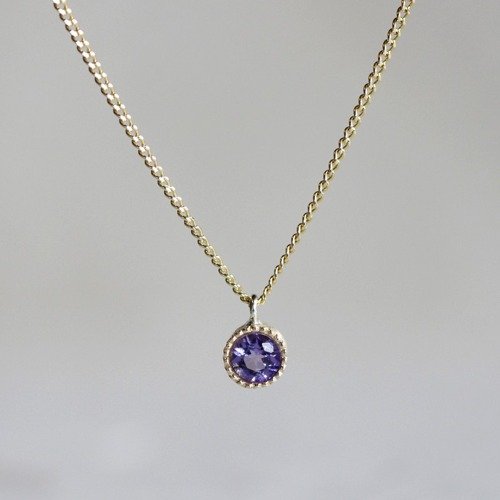 K18 Amethyst birth stone pendant {P033K18AM} - Shop ateliersimo