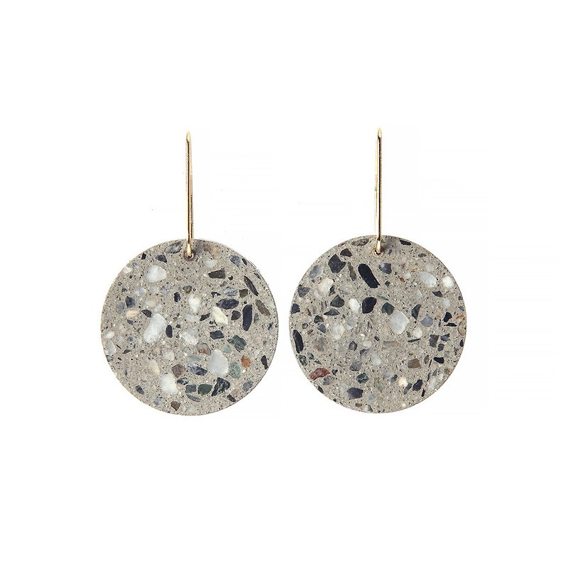 Circle Earrings (Terrazzo/Dark Grey) - Earrings & Clip-ons - Cement Gray