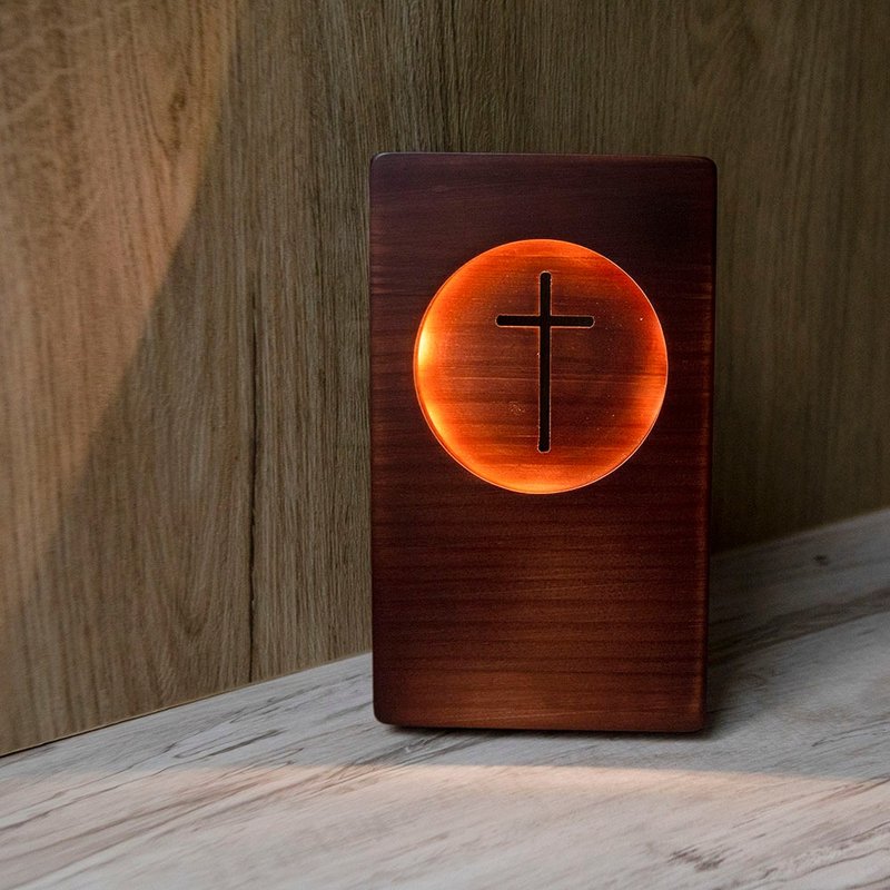 Cross Wood Grain Night Light-Dark Color-Upgraded Rechargeable Model - ของวางตกแต่ง - ไม้ สีนำ้ตาล