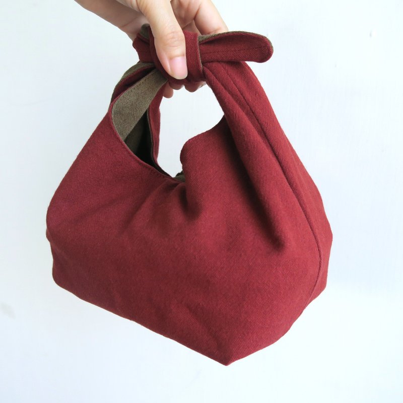 Cotton-Linen 2 way Lunch bag - Lunch Boxes - Cotton & Hemp Red