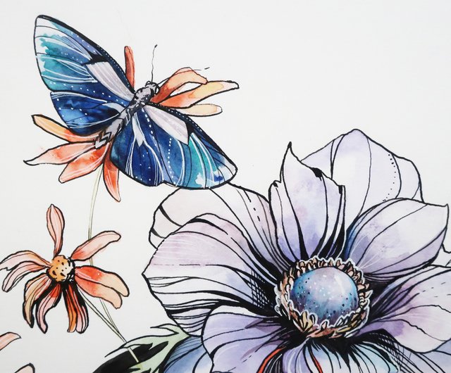 Flowers in Watercolor and Ink