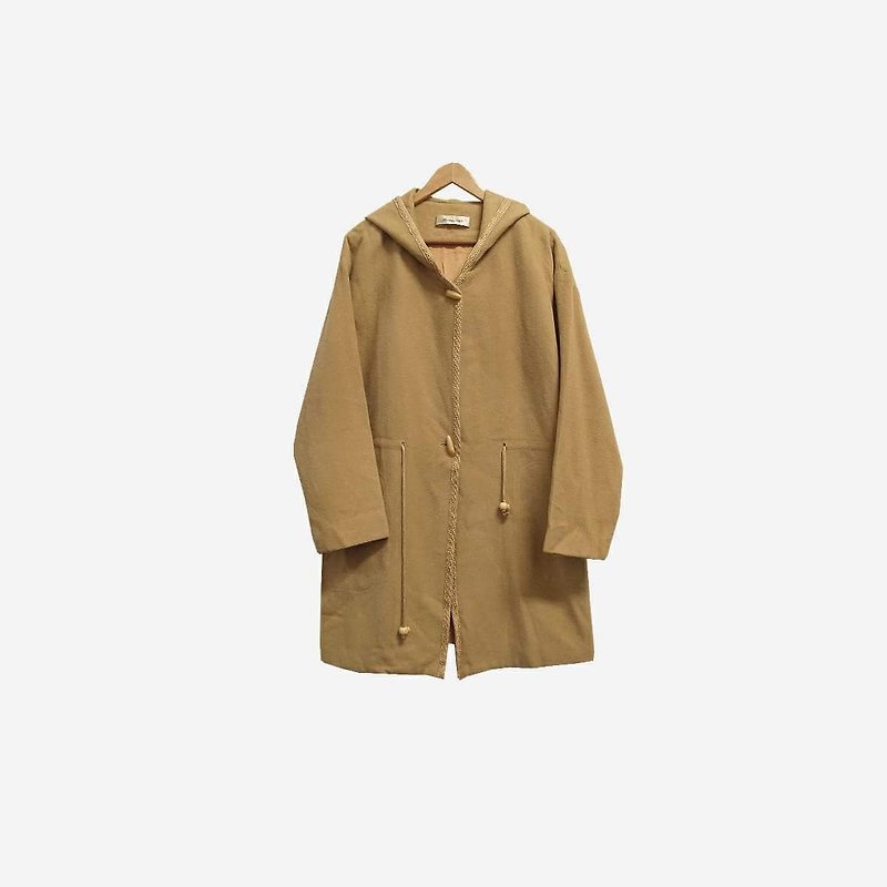 Dislocated vintage / Horned Hooded Hooded Coat no.295 vintage - เสื้อแจ็คเก็ต - เส้นใยสังเคราะห์ สีกากี