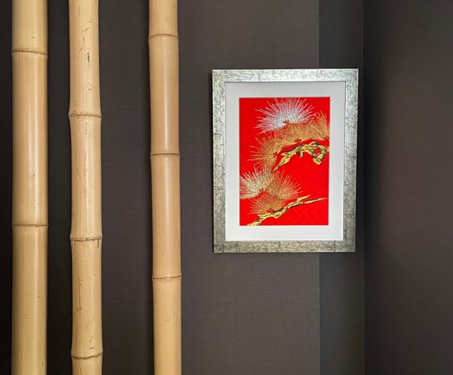 上品なスタイル 竹と松の立体アート作品 （3D 2014 Exhibition Art Box Shadow 額縁