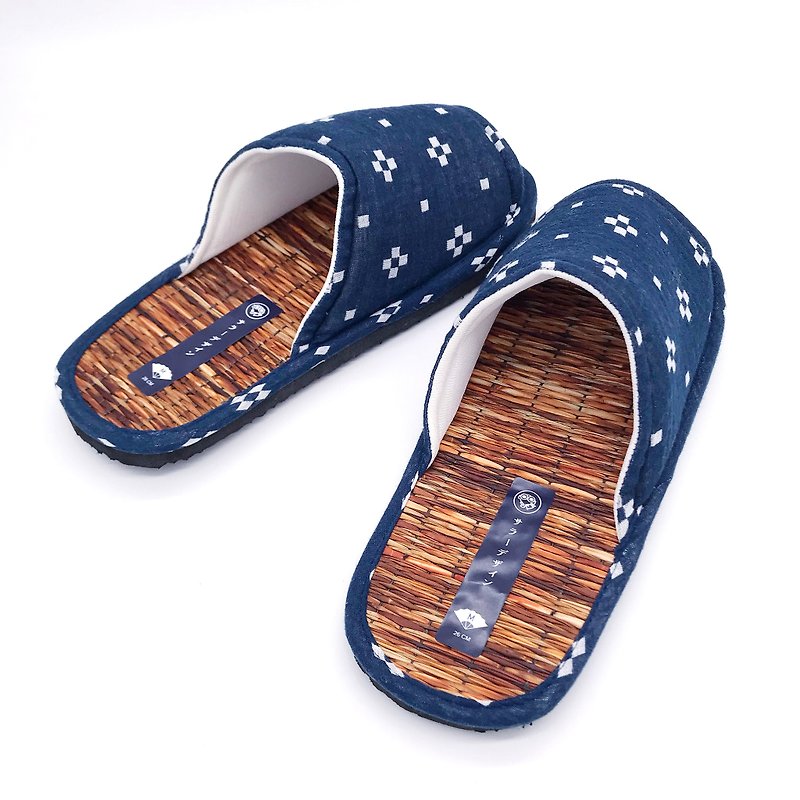 Japanese Cotton Slippers(Unisex) - Free Shipping!!! - รองเท้าแตะในบ้าน - ผ้าฝ้าย/ผ้าลินิน สีน้ำเงิน