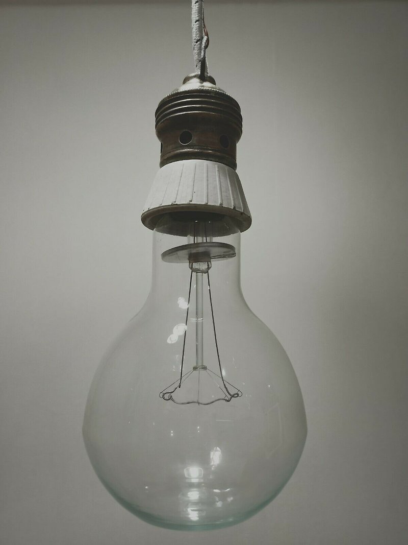 Original Pendant lamp with large 500W incandescent lamp, E40, Vintage, USSR Loft - 燈具/燈飾 - 其他材質 透明