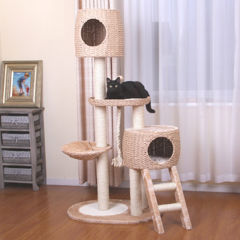 American Petpals | Luxurious multi-functional recreational jumping platform - อุปกรณ์แมว - ผ้าฝ้าย/ผ้าลินิน สึชมพู