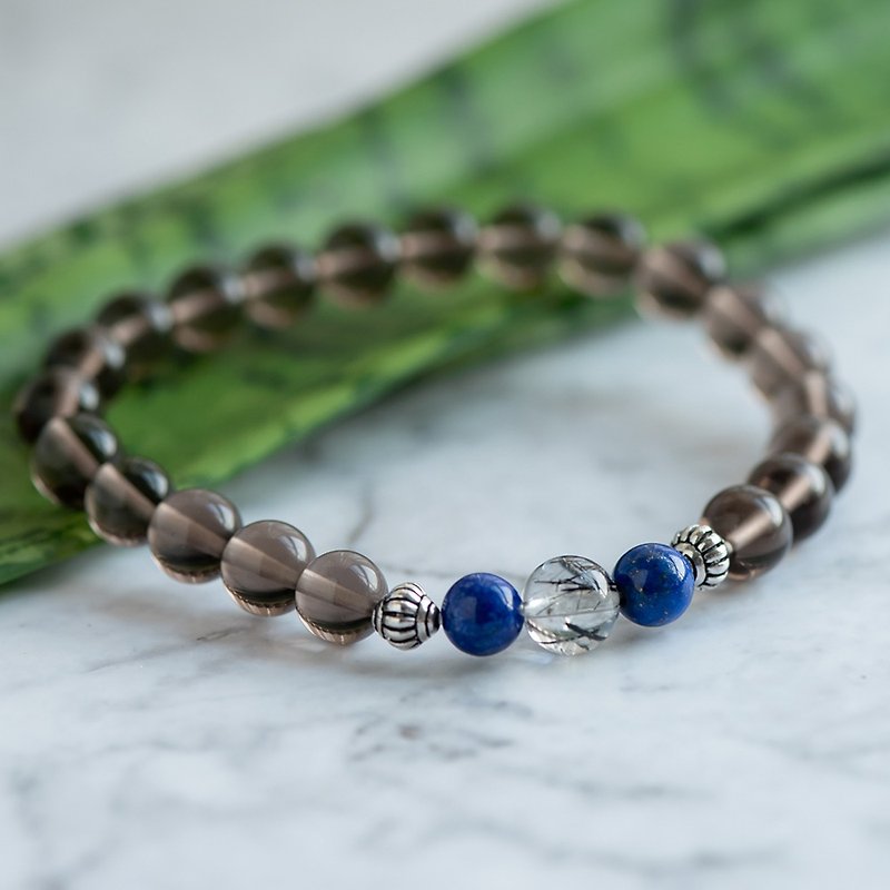 Bing Yao series. Stone Black Ice crystal 8mm lapis lazuli bracelets. - สร้อยข้อมือ - เครื่องประดับพลอย สีเทา