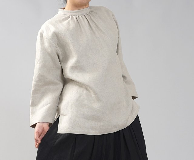 wafu premium linen - スタンドカラー ブラウス wafu史上最高の