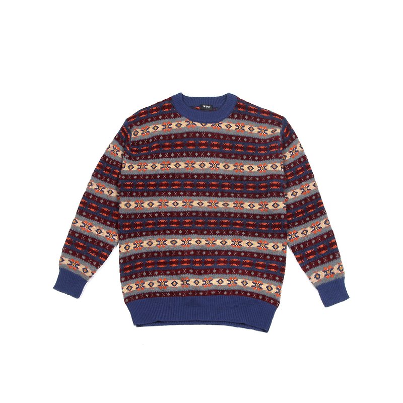 Egg plant vintage] Blue Totem vintage sweater - Women's Sweaters - Wool Multicolor