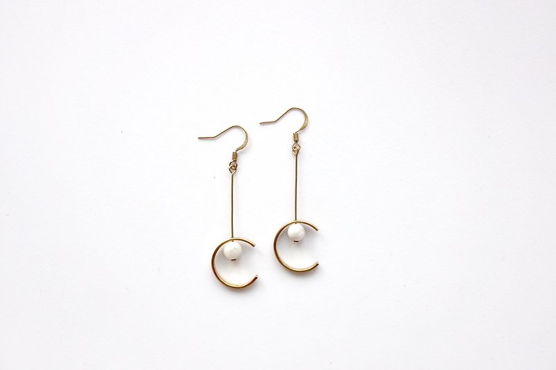 黃銅耳環|白松石   耳針/耳夾 - 耳環/耳夾 - 銅/黃銅 
