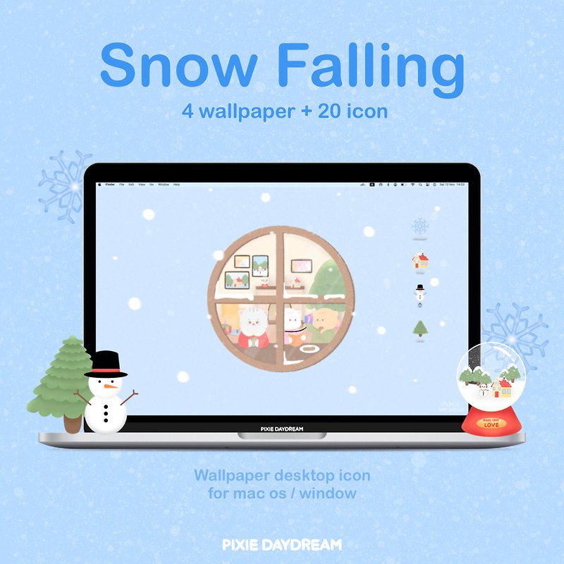 Wallpaper desktop icon | snow falling - Digital Wallpaper, Stickers & App Icons - Other Materials 