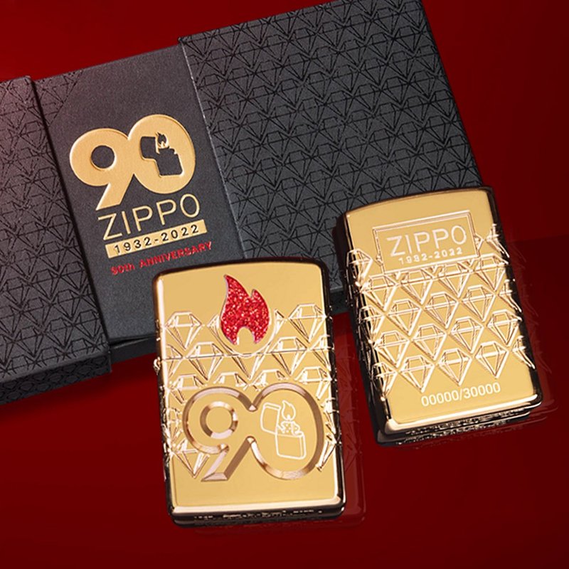 【ZIPPO官方旗艦店】2022典藏-90週年紀念鍍金款(亞洲限定)打火機 - 其他 - 銅/黃銅 金色