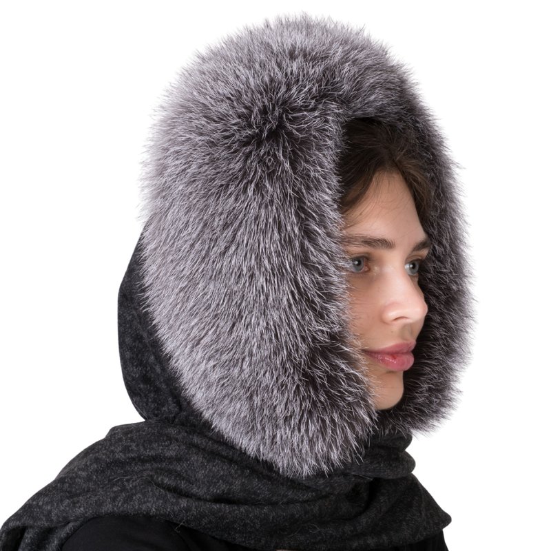 Women's Fur Hood Real Fox Fur Hat Arctic Fox, Blue Frost Fur Russian Fur Hat - 絲巾 - 羊毛 多色