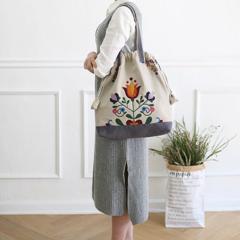 Linen handmade Drawstring Bags  - Drawstring Bags - Linen Multicolor