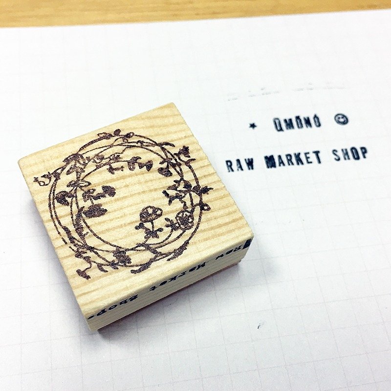 Raw Market Shop Wooden Stamp【Floral Series No.62】 - Stamps & Stamp Pads - Wood Khaki