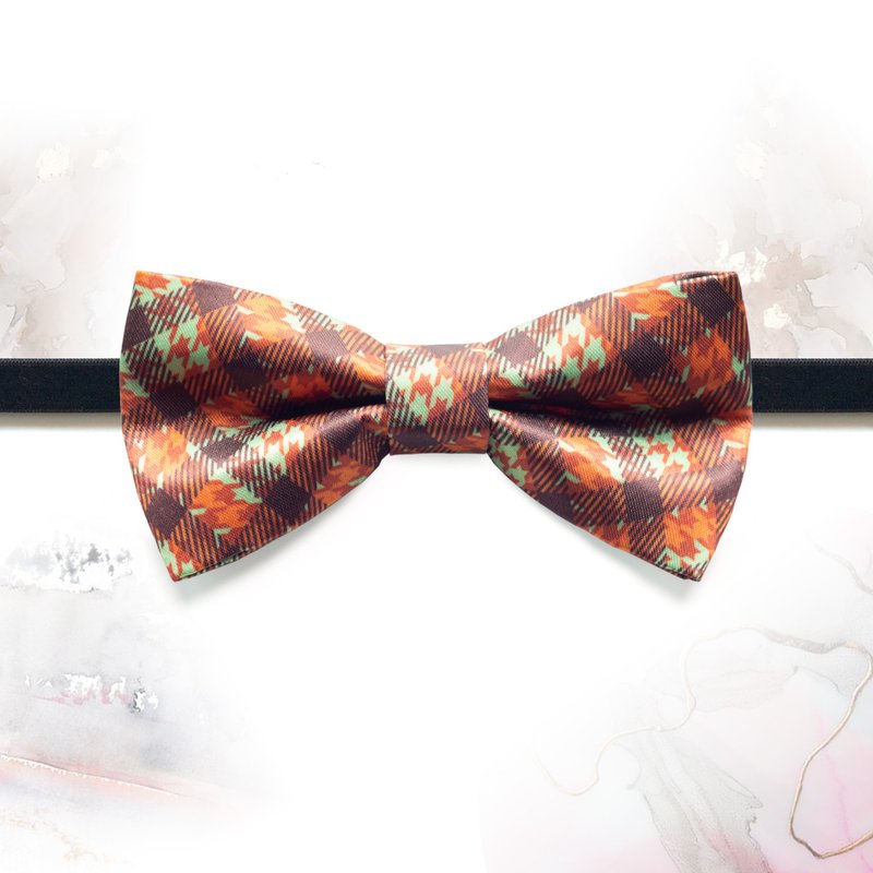 Style 0499 Houndstooth Pattern in Brown Bowtie- Groom Gift & Wedding Bowtie - Ties & Tie Clips - Other Materials Brown