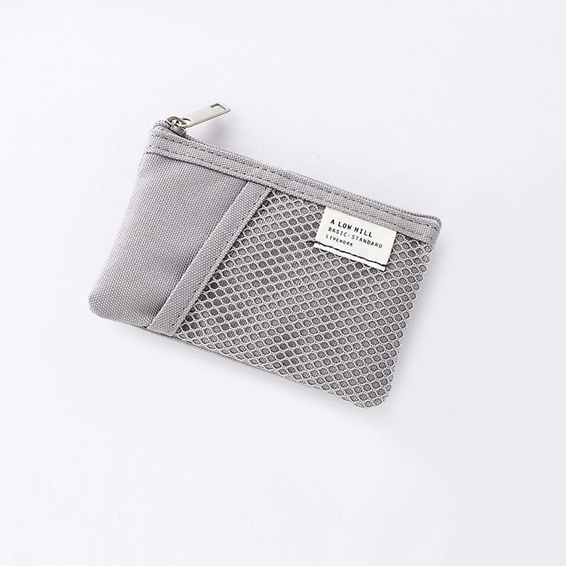 Livework leisure double double fold ticket card coin purse V2- texture gray, LWK56221 - กระเป๋าใส่เหรียญ - ไนลอน สีเทา