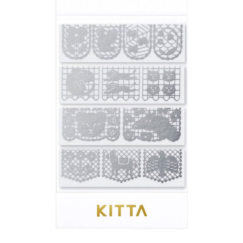【KING JIM】KITTA隨身攜帶和紙膠帶 銀箔 蕾絲 - 貼紙 - 紙 多色