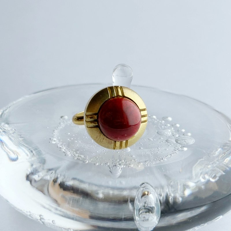 ゴールド【Garnet】七宝焼リング 純銀張七宝 - 戒指 - 其他材質 紅色
