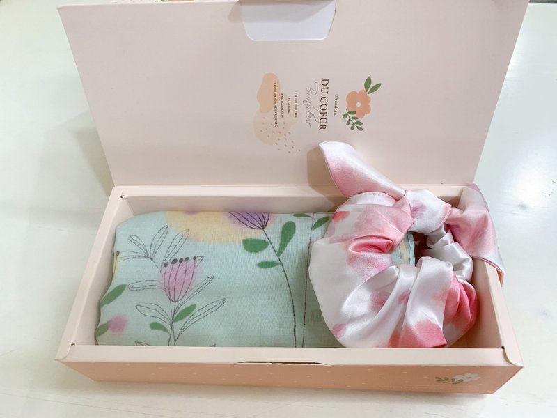 Best-selling soft long silk scarf and bow hair tie gift box set - Knit Scarves & Wraps - Cotton & Hemp 