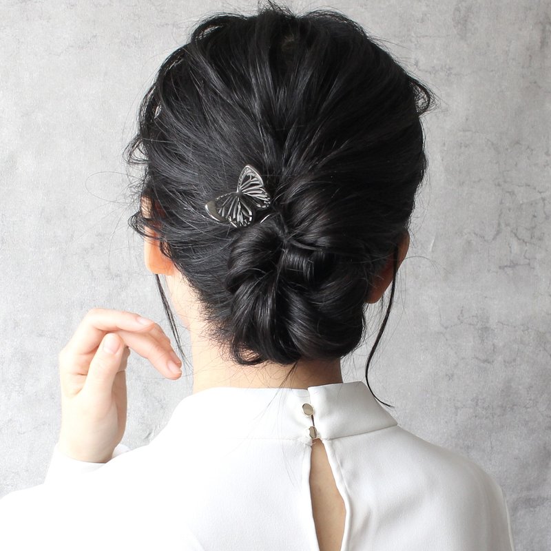 KANZASHI Hair pin  【Butterfly / Princess】 - 髮夾/髮圈 - 其他金屬 銀色
