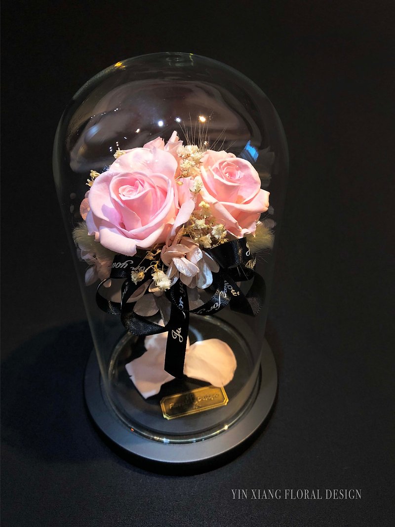 バレンタインデーフラワーギフト/3本のピンクのバラ 520 I Love You - ドライフラワー・ブーケ - 寄せ植え・花 ピンク