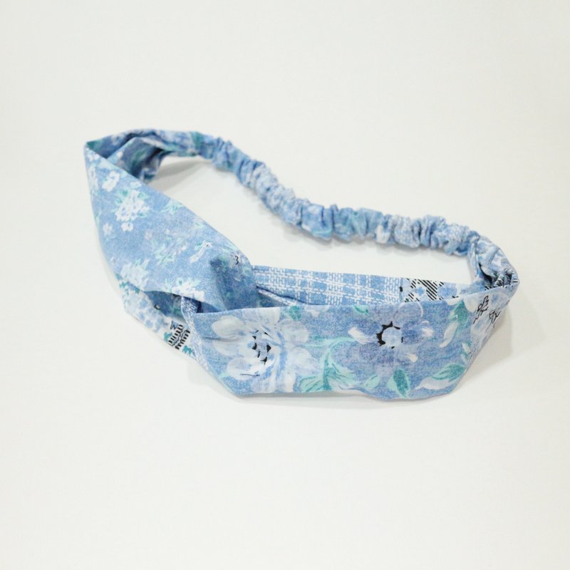 JOJA│ no time to play Wen Qing take the name: the old cloth handmade hair band Japan - เครื่องประดับผม - ผ้าฝ้าย/ผ้าลินิน สีน้ำเงิน