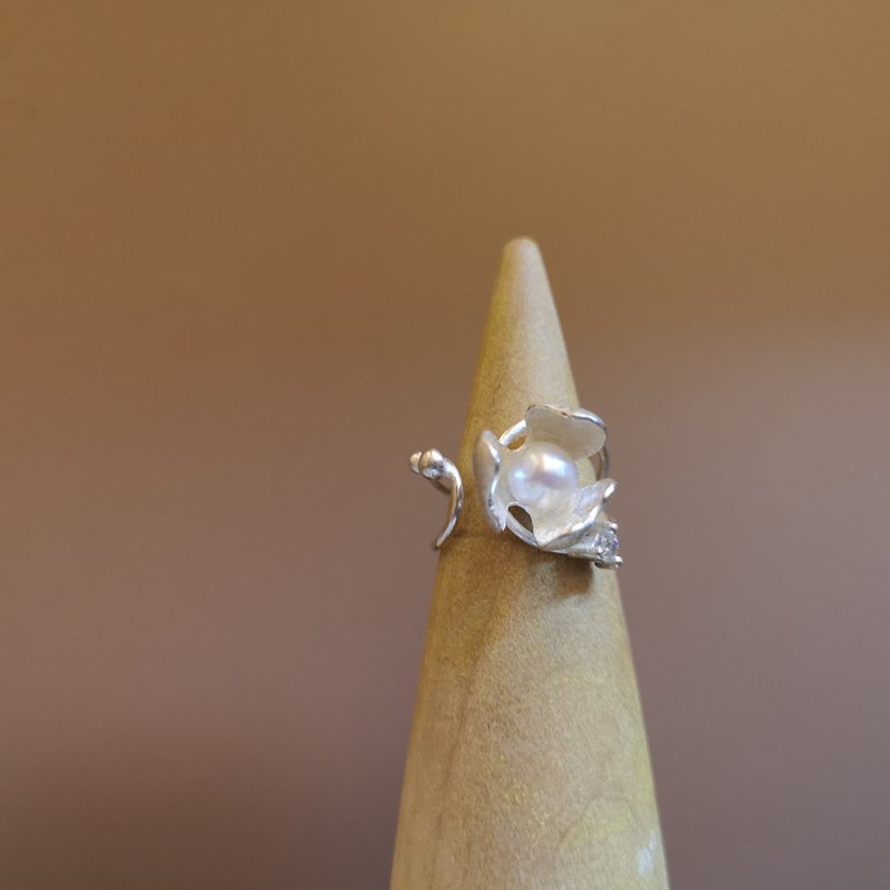 Holiday | 925 Silver Welding Collection | Open Pearl Ring - General Rings - Silver White