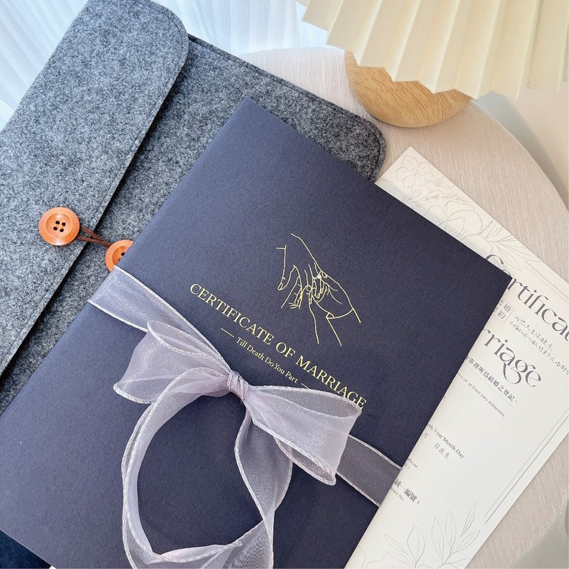 燙金結婚書約套組│戶政事務所可用│格紋藏青色│結婚書約 - 結婚證書 - 紙 