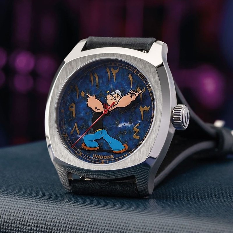 UNDONE x Popeye 大力水手 限量青金石古阿拉伯數字怪字自動錶 - 男裝錶/中性錶 - 其他金屬 藍色